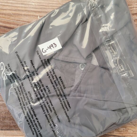 Game Guard Shirt Mens Large 1084 Pockets LOGO Long Sleeve Gray Button Down - Picture 9 of 9